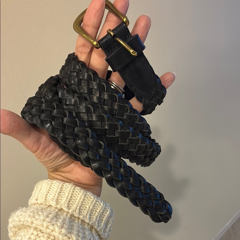Braided Black Leather Belt